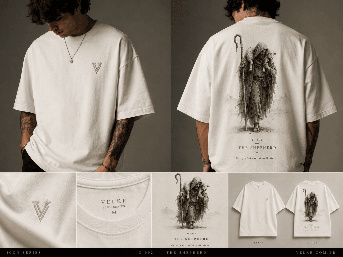 Camiseta VELKR The Shepherd em composição editorial